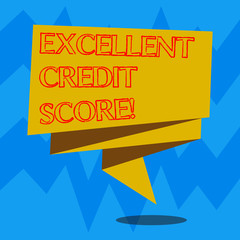 Text sign showing Excellent Credit Score. Conceptual photo number that evaluates a consumer s is creditworthiness Folded 3D Ribbon Strip Solid Color Blank Sash photo for Celebration