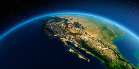 Detailed Earth. Gulf of California, Mexico and the western U.S. states