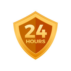 Golden Shield with 24 Hours Text