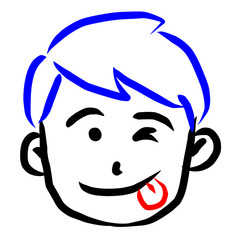 顔アイコン　男性　筆　表情
