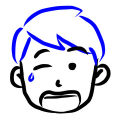 顔アイコン　男性　筆　表情
