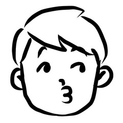 顔アイコン　男性　筆　表情