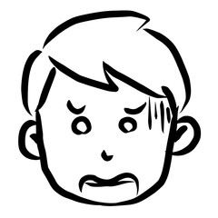 顔アイコン　男性　筆　表情
