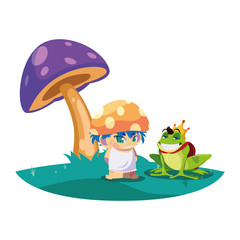 toad prince and fungu elf in garden