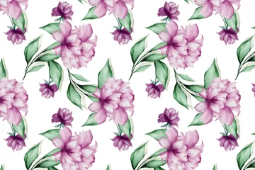 Foto op Plexiglas watercolor floral and leaves seamless pattern © lukasdedi