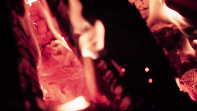 Extreme Close Up of fire burning in slow motion