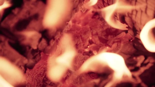 Extreme Close Up of fire burning in slow motion