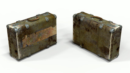 Two old suitcase. 3D illustration