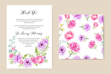 watercolor floral and leaves wedding and invitation card template