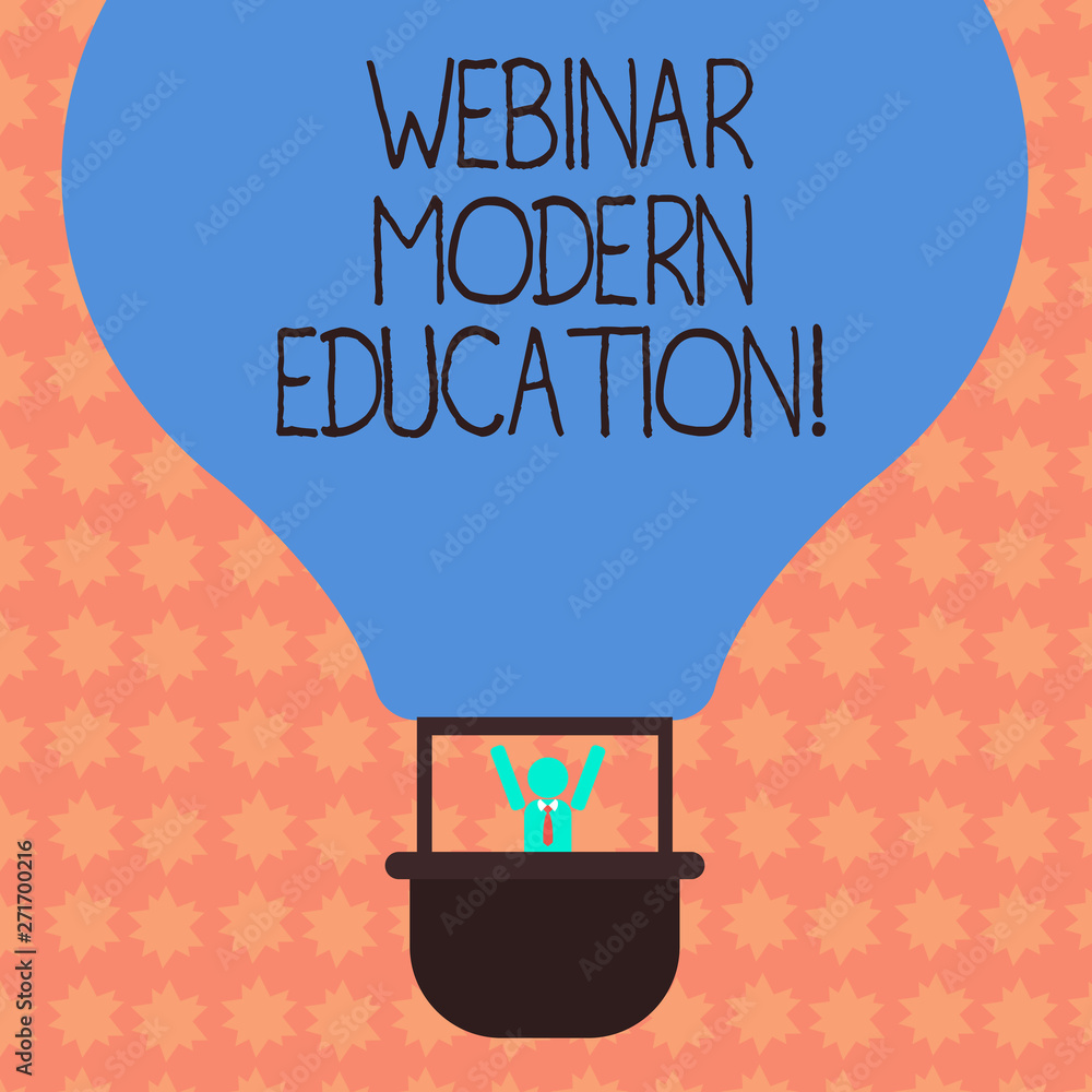 Poster writing note showing webinar modern education. business photo showcasing process and practice of dev