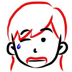 顔アイコン　女性　筆　表情