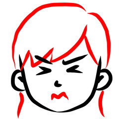 顔アイコン　女性　筆　表情