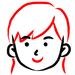 顔アイコン　女性　筆　表情