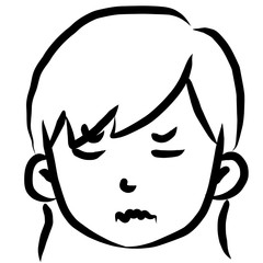 顔アイコン　女性　筆　表情