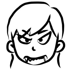 顔アイコン　女性　筆　表情