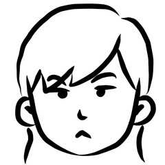 顔アイコン　女性　筆　表情