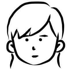 顔アイコン　女性　筆　表情
