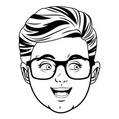 boy face avatar profile picture black and white