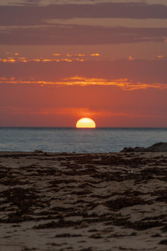 beach close up with blured sunset background in san carlos sonora Mexico