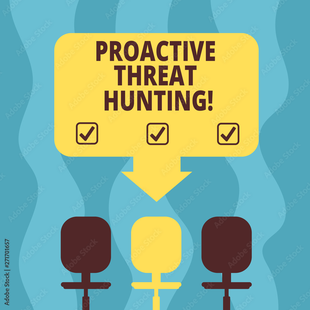 Poster conceptual hand writing showing proactive threat hunting. business photo showcasing focused and iter