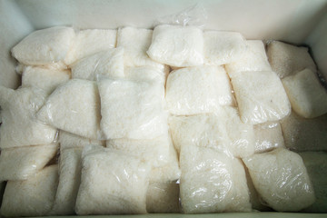 Cooked rice Packed in a bag Stored in a tank ready for eating