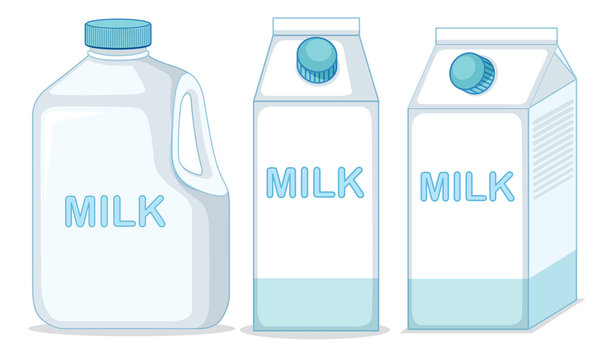 Set of milk on ehite background