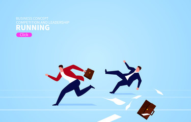 Two businessmen racing, success and failure business concept