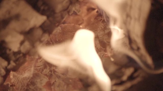 Extreme close up of slow motion fire burning