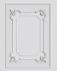 Classic frame with ornament decor on white wall
