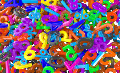 A lot of colors numbers background 3d rendering