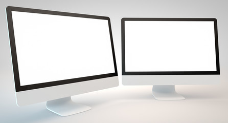 Computer display on white background 3d rendering