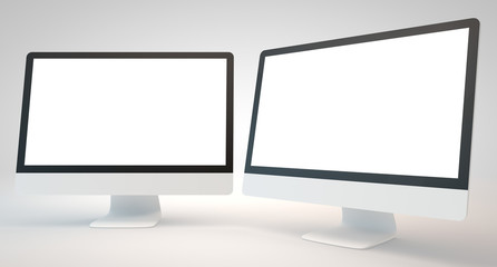 Computer display on white background 3d rendering