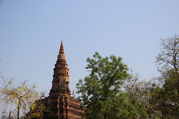Ancient remains. One Old Stupa In Ayutthaya Historical Park Thailand