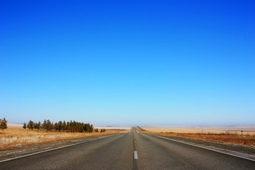 Empty asphalt road in the field