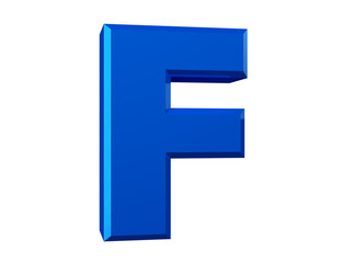 the blue letter F on white background 3d rendering