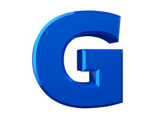 the blue letter G on white background 3d rendering