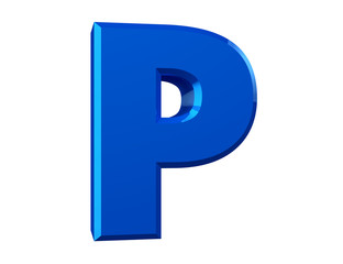 the blue letter P on white background 3d rendering