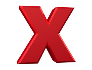 the red letter X on white background 3d rendering