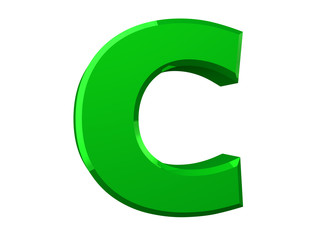 the green letter C on white background 3d rendering