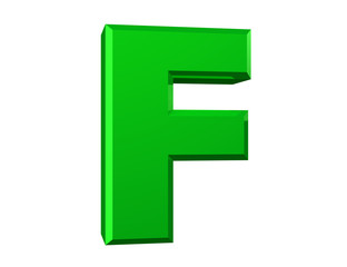 the green letter F on white background 3d rendering