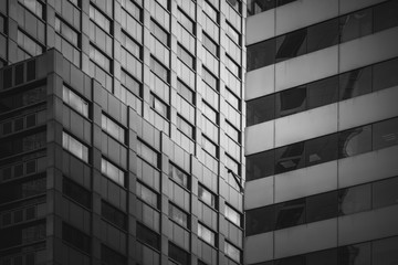 Hong Kong Commercial Building Close Up, Black and White style
