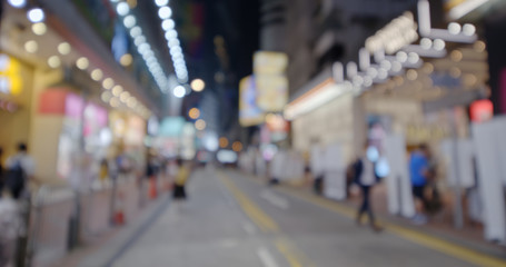 Bokeh view of city street at night