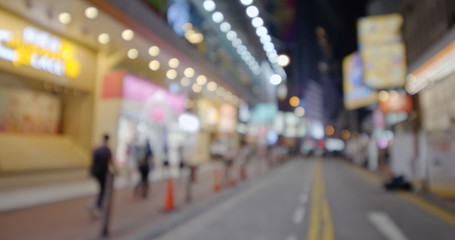 Blur view of city street at night