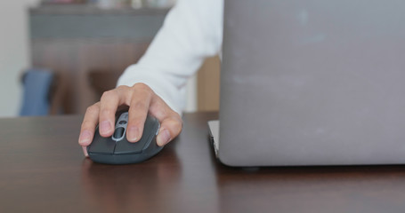 Fototapeta premium Woman work on laptop computer at home