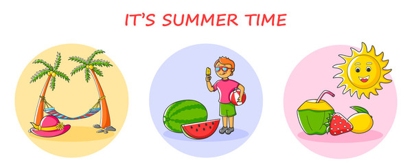 Hello Summer vacation background with holiday and travel theme  in vector