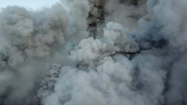 Aerial Footage Billowing Clouds Of Volcanic Ash As Volcano Erupts - Kiri18
