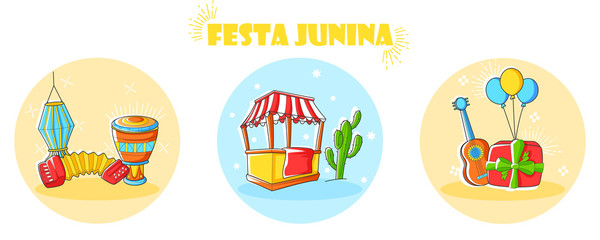 Fototapeta premium Festa Junina Celebration of Brazil festival in vector