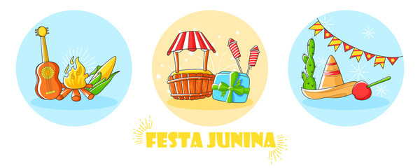 Festa Junina Celebration of Brazil festival in vector