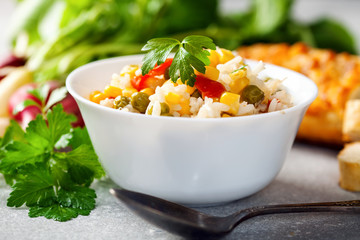 Mix from rice and vegetables