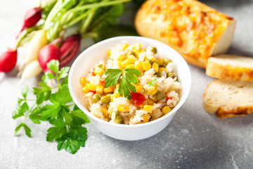Mix from rice and vegetables
